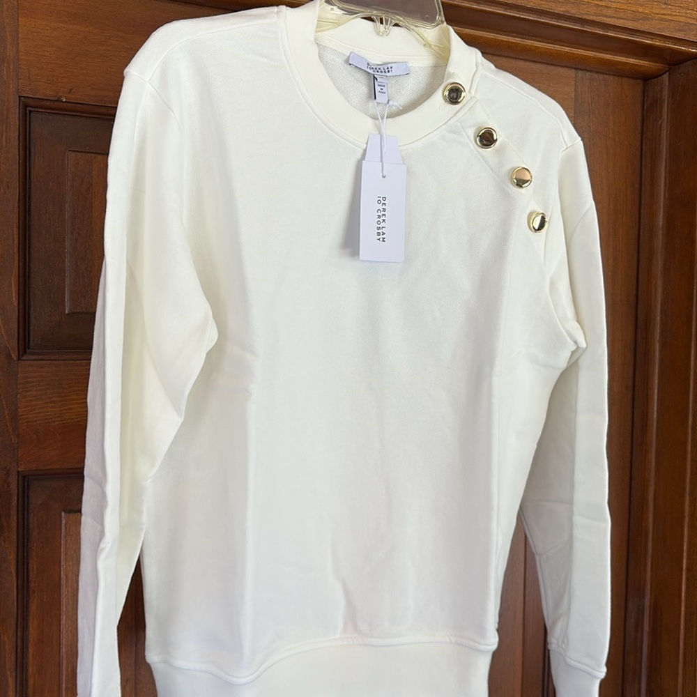 DEREK LAM 10
CROSBY. Women's Cream Sweater with Button Detail “Ivory” 1/2 Price!